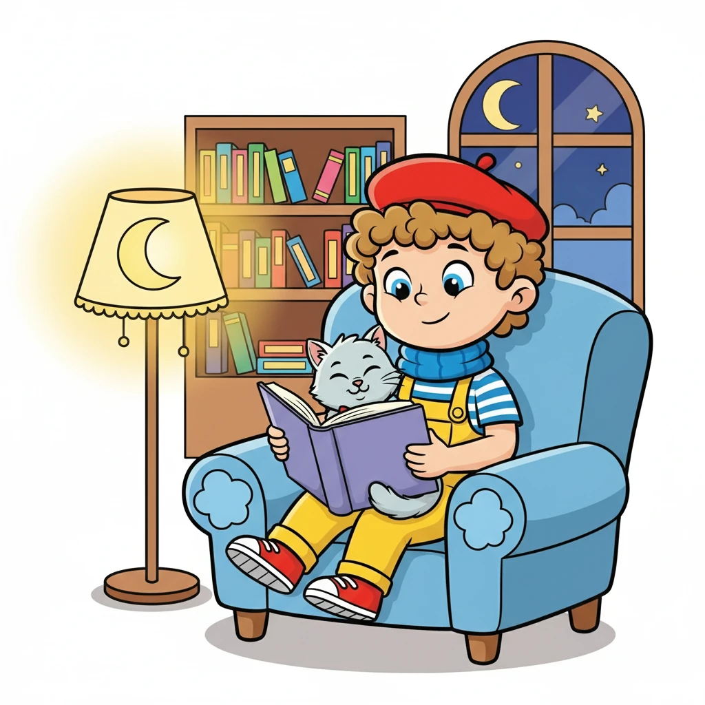 Parfois, Haythem lisait des histoires à Ninat. La chatte s'installait confortablement sur ses genoux, écoutant attentivement, les yeux mi-clos, bercée par la voix de son ami.