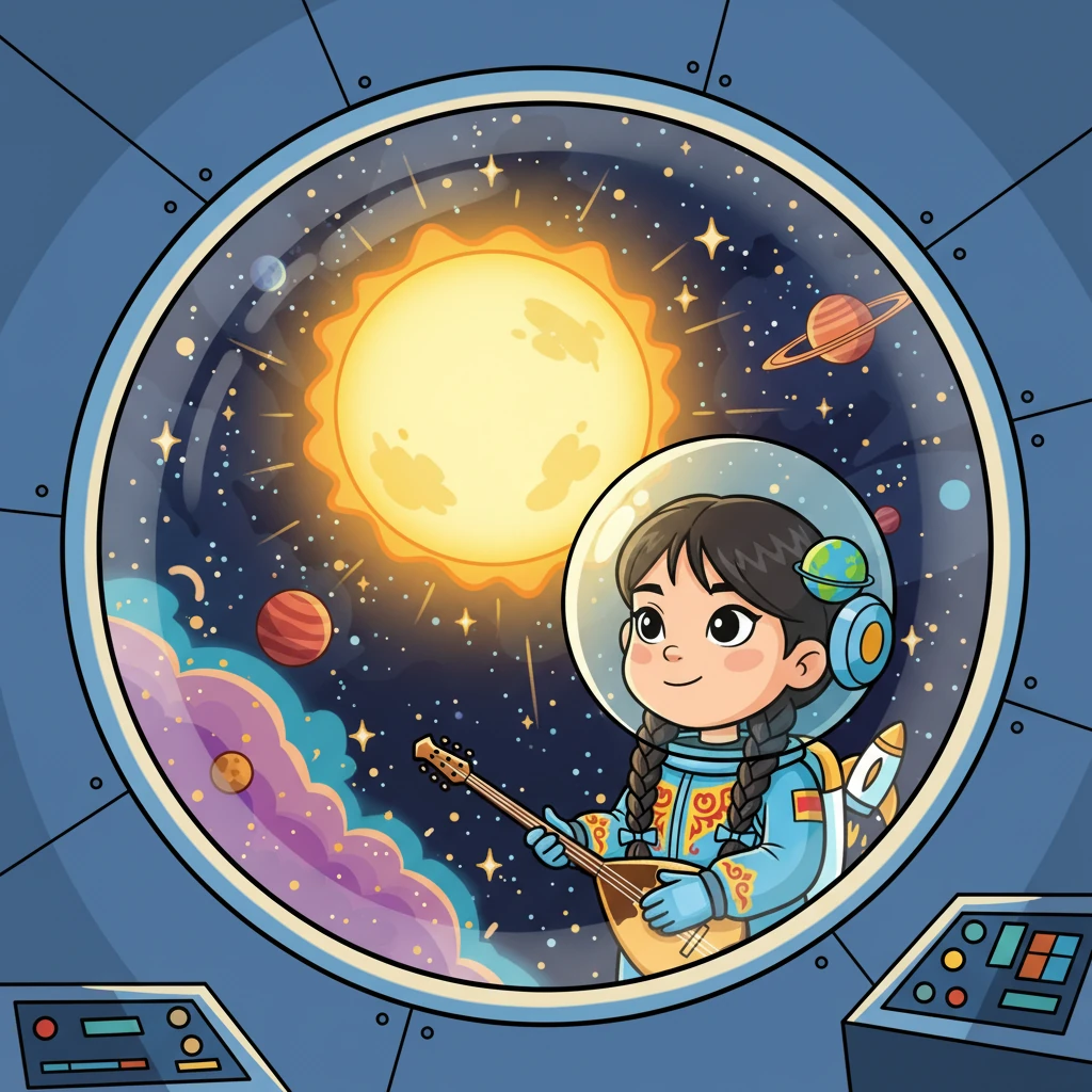 Кеме күн жүйесіне ұшып, Әсел ғарыш кемесінің иллюминаторынан жұлдыздар мен планеталарды тамашалады. Ол бірінші болып Күнді көрді – жарық пен жылу көзі.