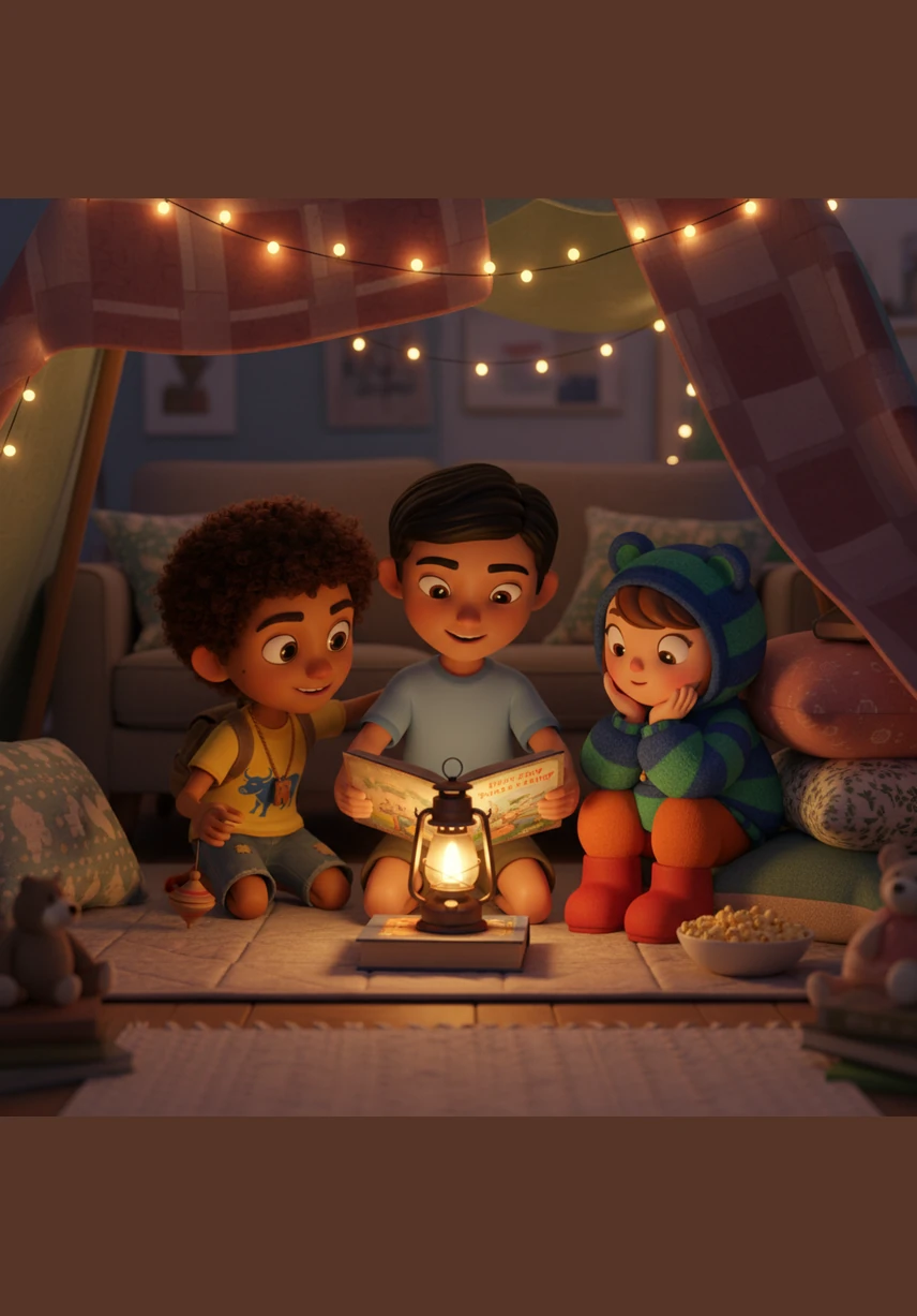 Masayang nagsalo-salo ang tatlong magkakapatid sa iisang mangga sa loob ng kanilang tahanan. Natutunan nila na mas sumasarap ang anumang pagkain at mas lumalaki ang saya kapag ito ay pinagsasaluhan nang may pagmamahalan.