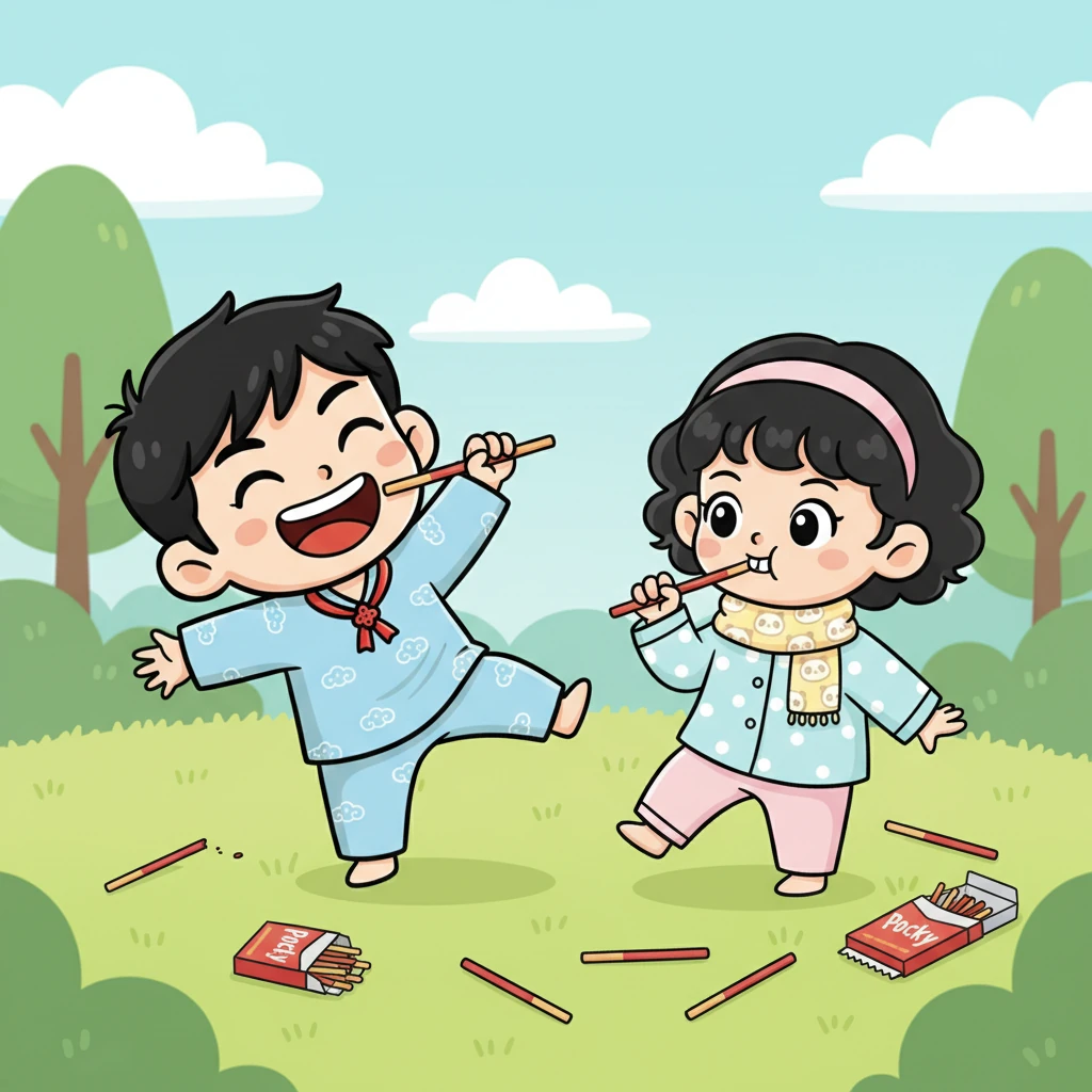 他们玩得不亦乐乎,一根又一根的百奇饼干在欢声笑语中消失。李明甚至尝试了倒着咬,小惠则学着小猫咪的样子轻轻啄食,花样百出。