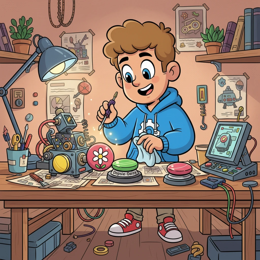 Undeterred, Professor Pip went back to his drawing board, his eyes twinkling with determination. He tweaked springs, polished circuits, and added extra "Oopsie-Daisy" buttons for fun. With every adjustment, The Brainy Buddy System became smarter, smoother, and even more charming, ready to truly help.