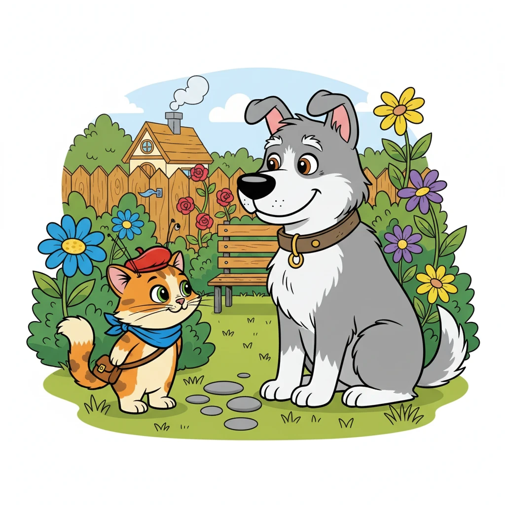 В саду Мурзик встретил старого мудрого пса по кличке Шарик. Шарик рассказал ему о секретах сада и о том, как важно быть любопытным. Мурзик слушал внимательно, его ушки торчали, как антенны.