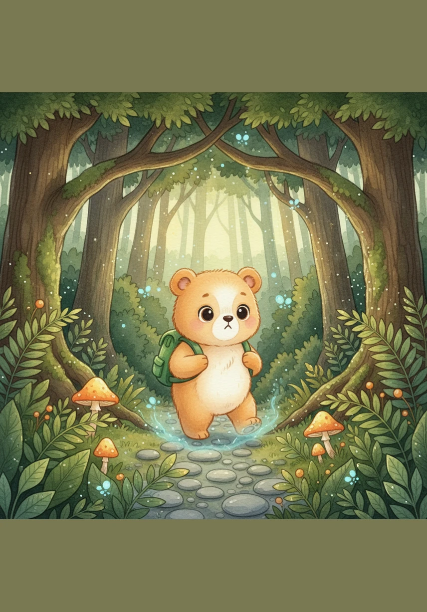 嘟嘟踏着轻快的步子走进郁郁葱葱的森林，路边的草丛里藏着许多惊喜。他睁大圆溜溜的眼睛，仔细寻找着任何能装进口袋的色彩，心里充满了期待。