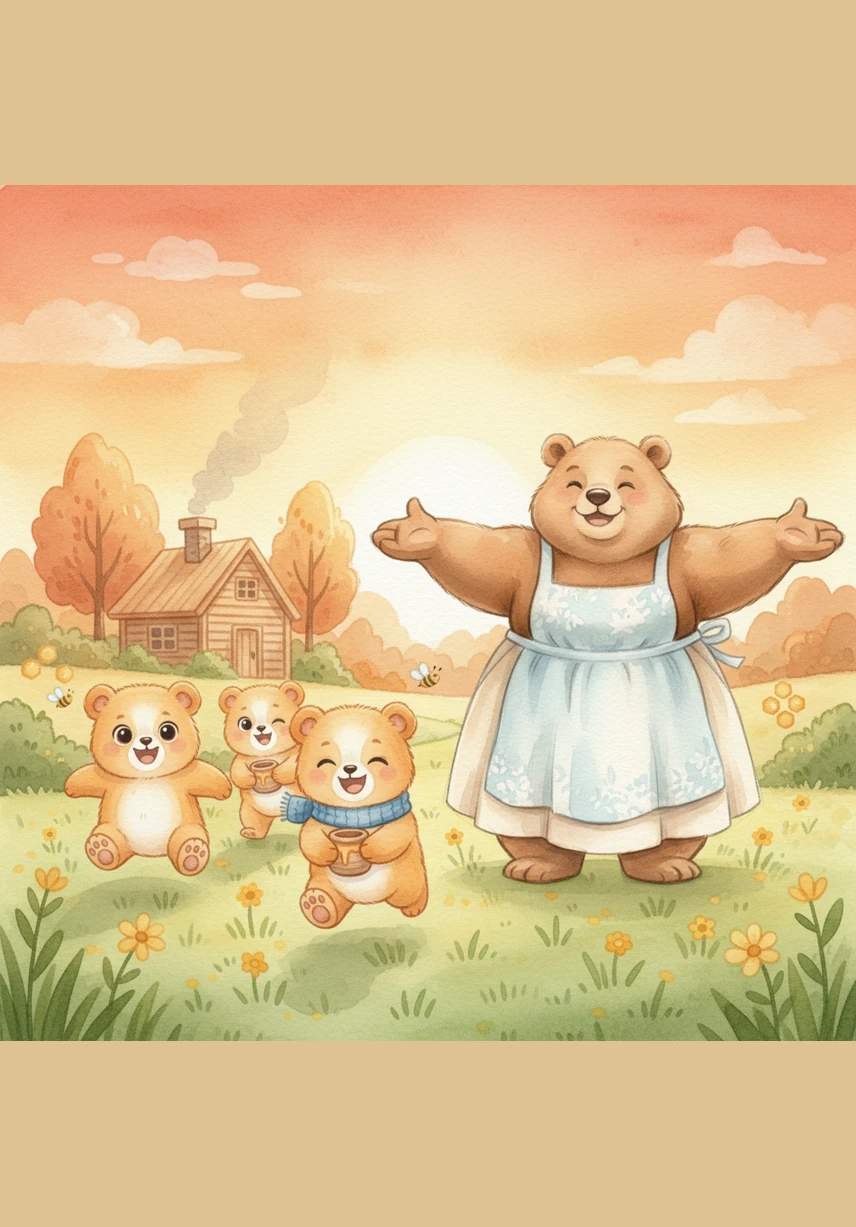 太阳公公快要下山了，天边染上了温暖的橘红色云朵。嘟嘟急匆匆地跑回家，远远就看到妈妈正站在家门口，张开双臂温柔地等待着他。