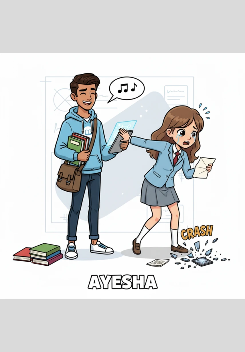 The joy of the moment is suddenly clouded when Ayesha reveals that her family is moving to a different city the very next morning. The sound of the rain grows louder, filling the heavy silence that falls between them.