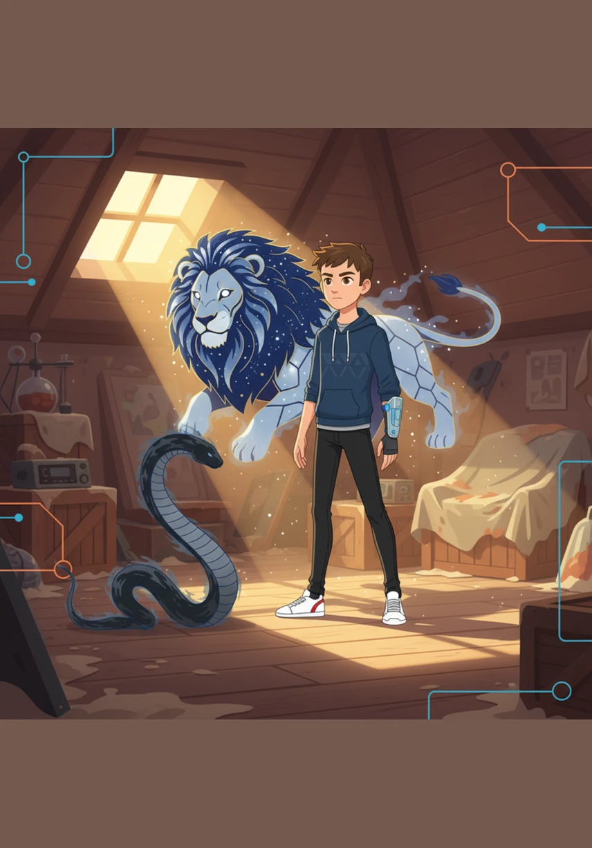 In the dusty corner of his grandfather’s attic, young Leo discovered a shimmering golden mask shaped like a majestic lion. Its eyes sparkled with an ancient light, beckoning him to touch its smooth, metallic surface.