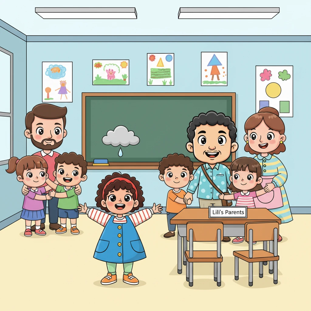 Saat pertemuan orang tua pertama, Lili melihat teman-temannya digandeng ayah atau ibunya, sementara bangku orang tuanya kosong. Awan kecil kesedihan melayang di atas kepalanya yang mungil, meskipun dia berusaha tersenyum.