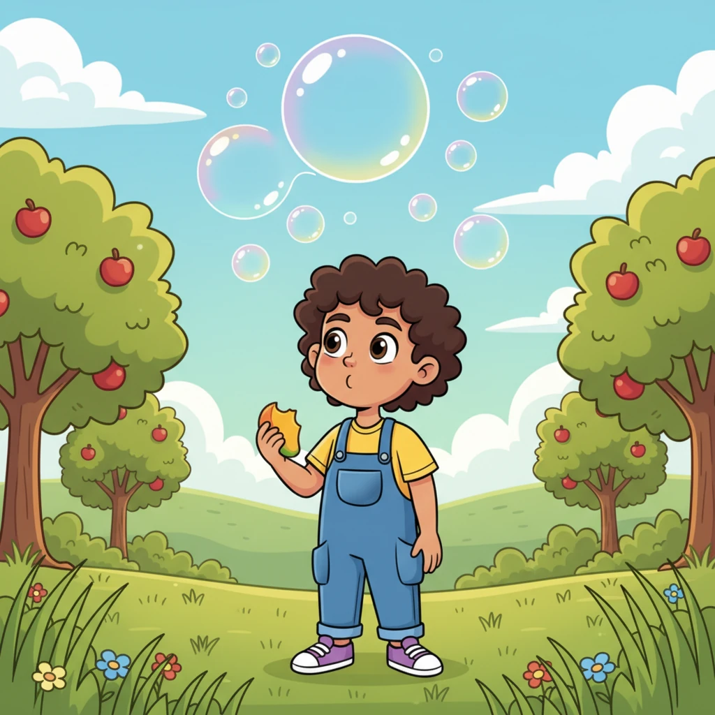 One sunny afternoon, as Leo was happily munching on a juicy mango, he noticed something peculiar in the sky. Shimmering lights, like giant, playful bubbles, began to appear above the distant hills, slowly drifting closer to the orchard. Leo's eyes widened with a mix of curiosity and wonder.