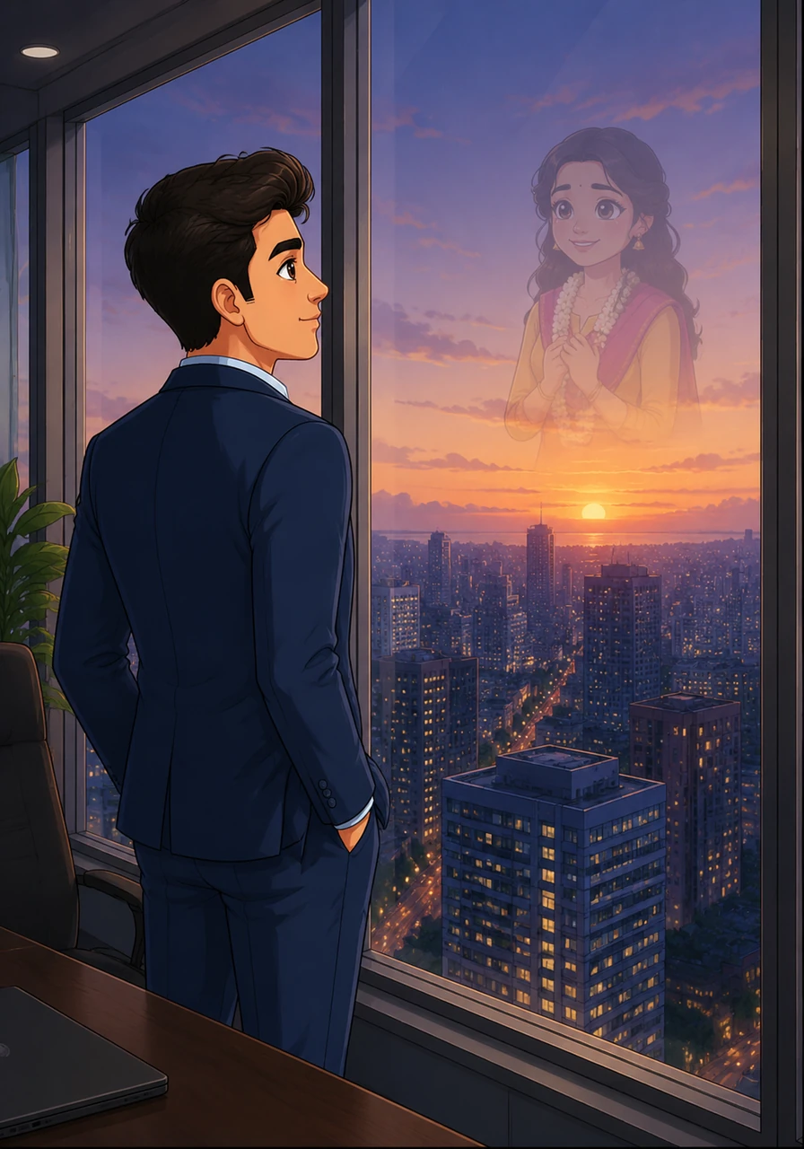 Life eventually called Arjun away to the city for a new career opportunity, leaving a quiet void in the coastal town. He often stood by his high-rise office window, looking at the distant horizon and thinking only of the girl he left by the sea.
