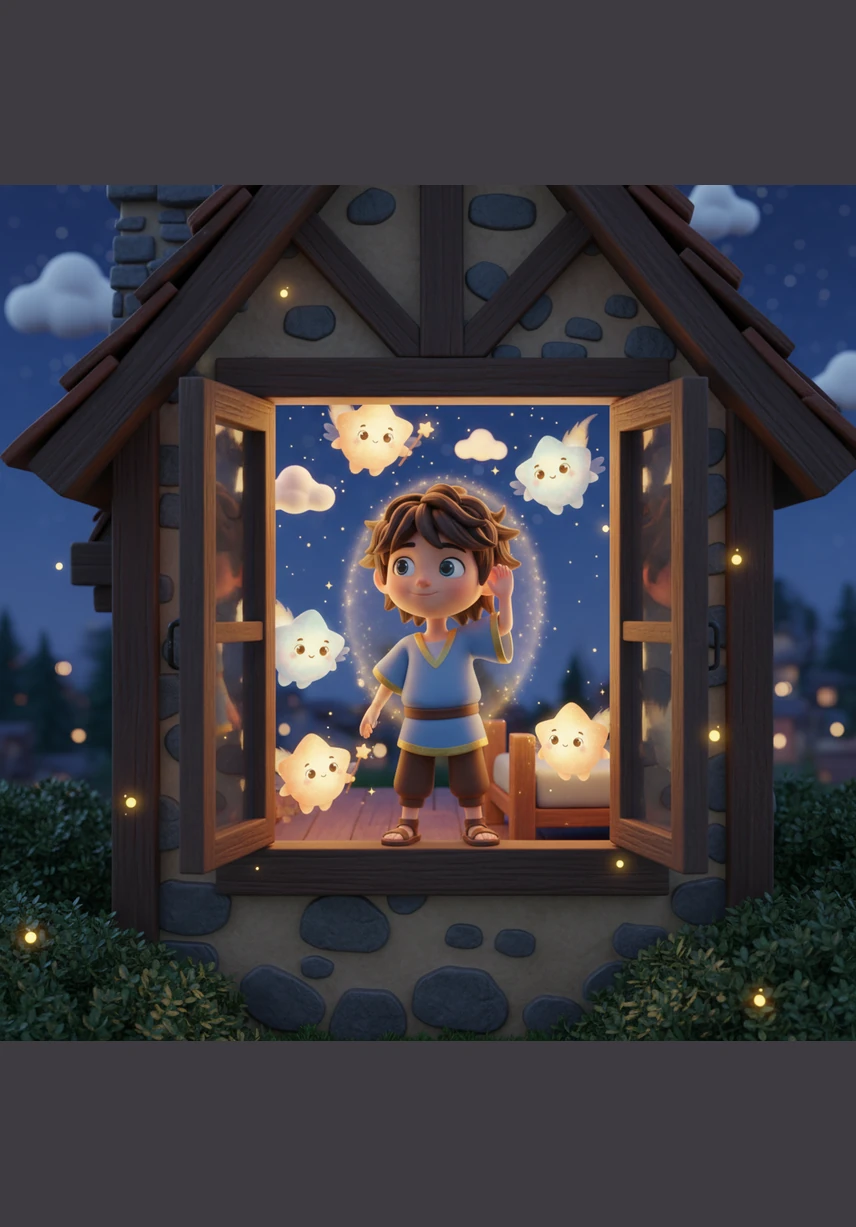 In a quiet town nestled among sleepy trees and glowing fireflies, a curious boy named Atlas lived in a house filled with warmth. He possessed a magical gift: the ability to hear the whispers of the night world when everyone else was fast asleep.