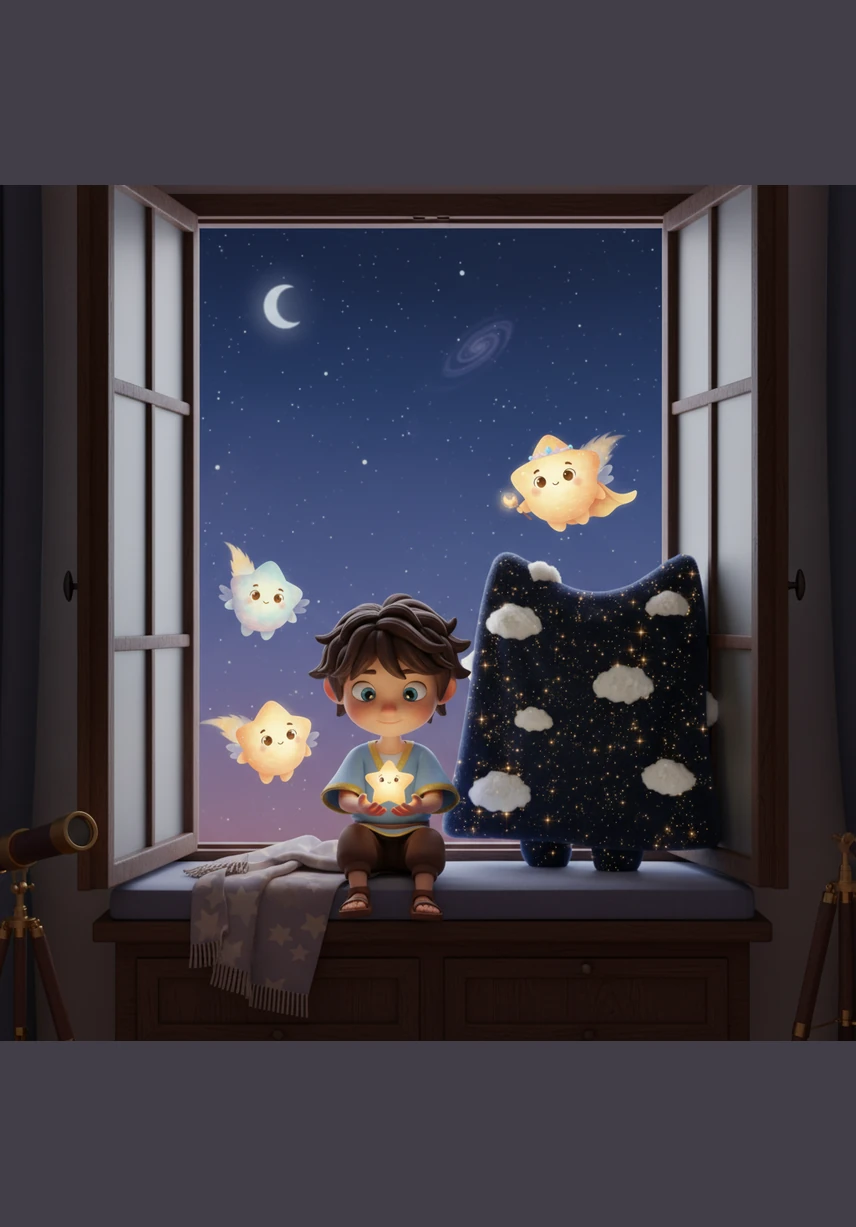 Every evening, Atlas sat by his window as the world grew still and the first stars began to shimmer. He listened intently to the crickets' songs and the wind's secrets, waiting for the sky to share its own mysterious tales.