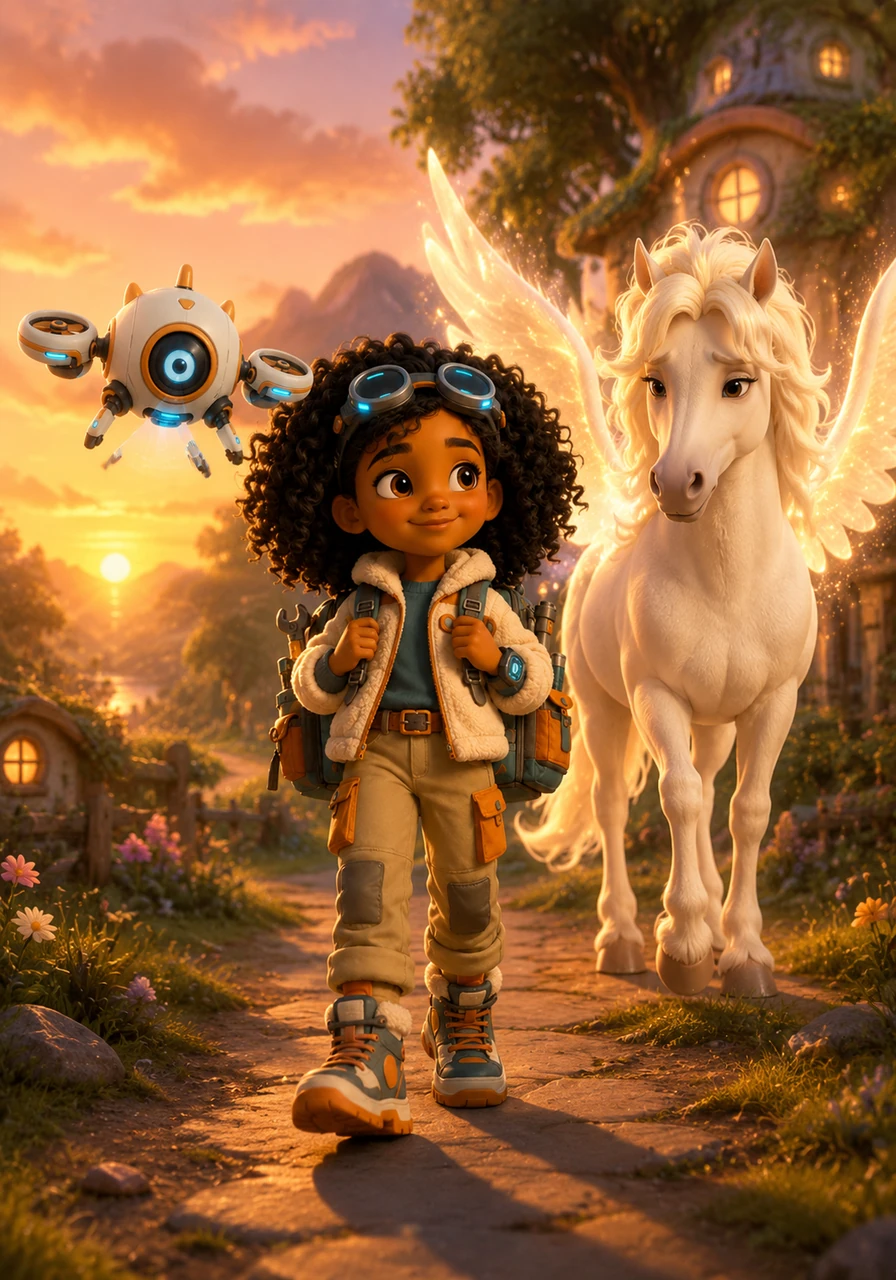As the sun began to set, Sasha walked back home with her little drone companion flying by her side. Her heart felt full and happy, knowing that kindness and creativity had made the magical world a much brighter place.