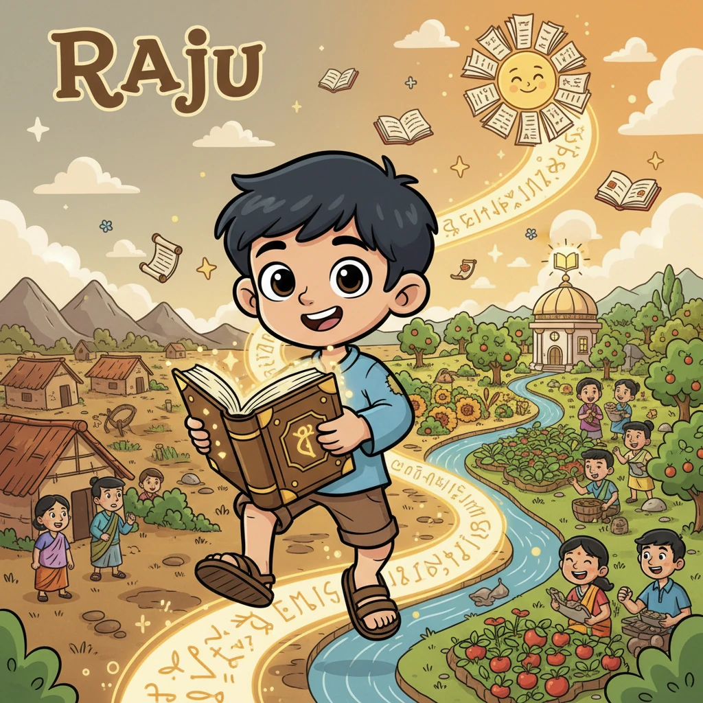 The Magic Book and Raju's Hard Work
