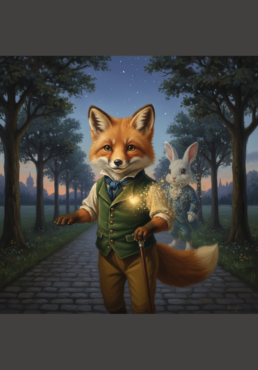 Instead of feeling lonely on his walk back to his own den, Finnegan felt a warm glow inside that was brighter than the evening stars. He realized that the park didn't feel empty anymore because he carried the memory of a new friend in his heart.