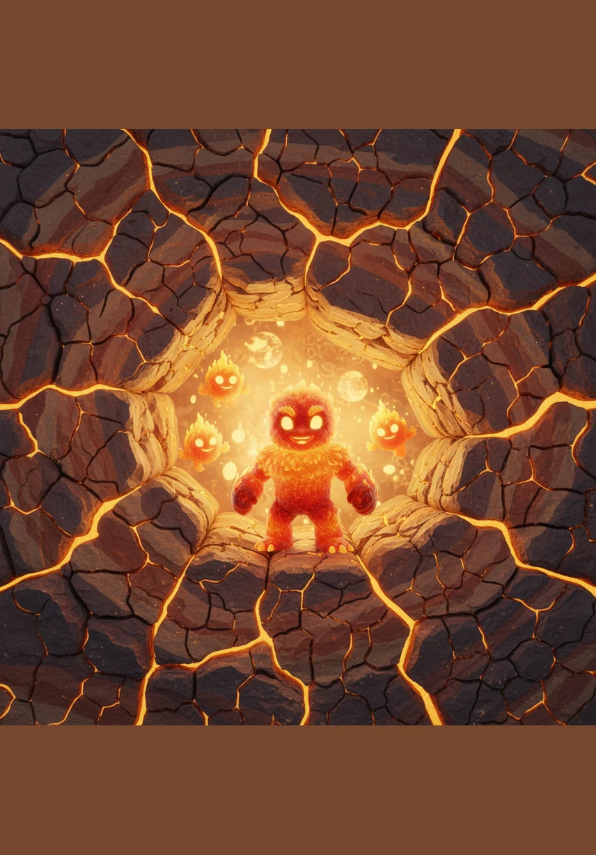 The Earth was like a giant puzzle, with thick layers of rock stacked on top of one another. Iggy lived in the mantle, a place where the heat was so intense it felt like a cozy, golden blanket wrapped around the core.