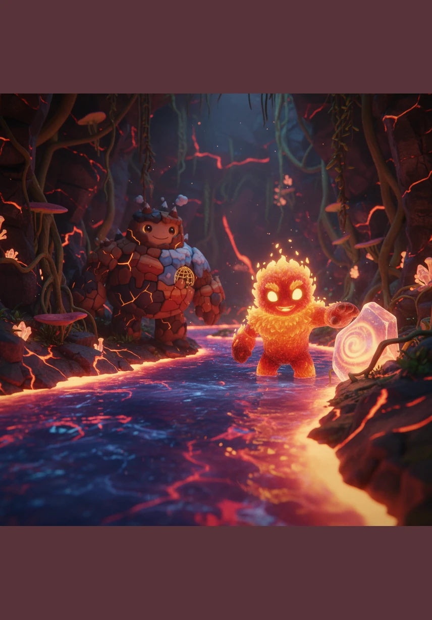 The intense heat turned the solid rock into a glowing, liquid river called magma. Iggy felt himself growing bigger and stronger as the molten rock swirled around him in a fiery, slow-motion dance.