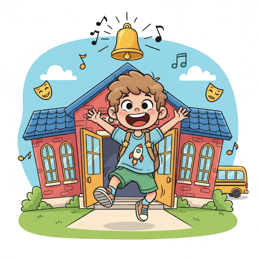 Rik haalt opgelucht adem als de schoolbel luid rinkelt, zijn rugzak zwaait vrolijk op zijn rug. Hij heeft een kleine rol in de musical gekregen, wat hem prima uitkomt. Vrijheid!