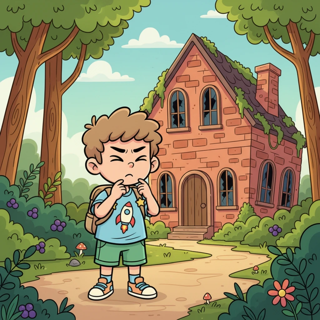 Rik stopt even en knijpt zijn ogen samen. Tussen de bomen door ontdekt hij een mysterieus, oud bakstenen gebouw met gebroken ramen, half verscholen achter dichte struiken.