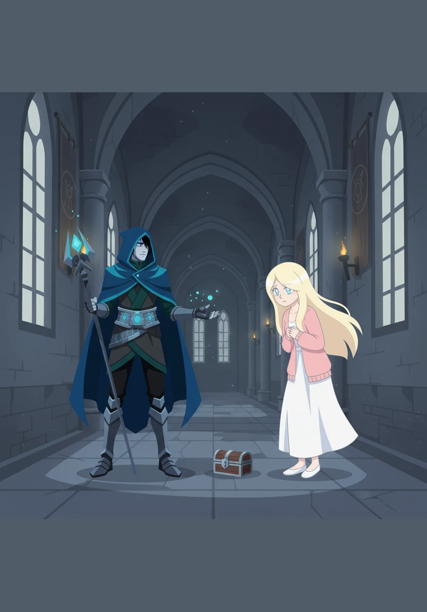 A sudden, sharp chill sweeps through the long hallway, causing the girls to stop in their tracks near a row of stern, life-sized portraits. Salem turns up the volume on her headphones to drown out the whispering wind, but the feeling of being watched by the painted eyes remains.