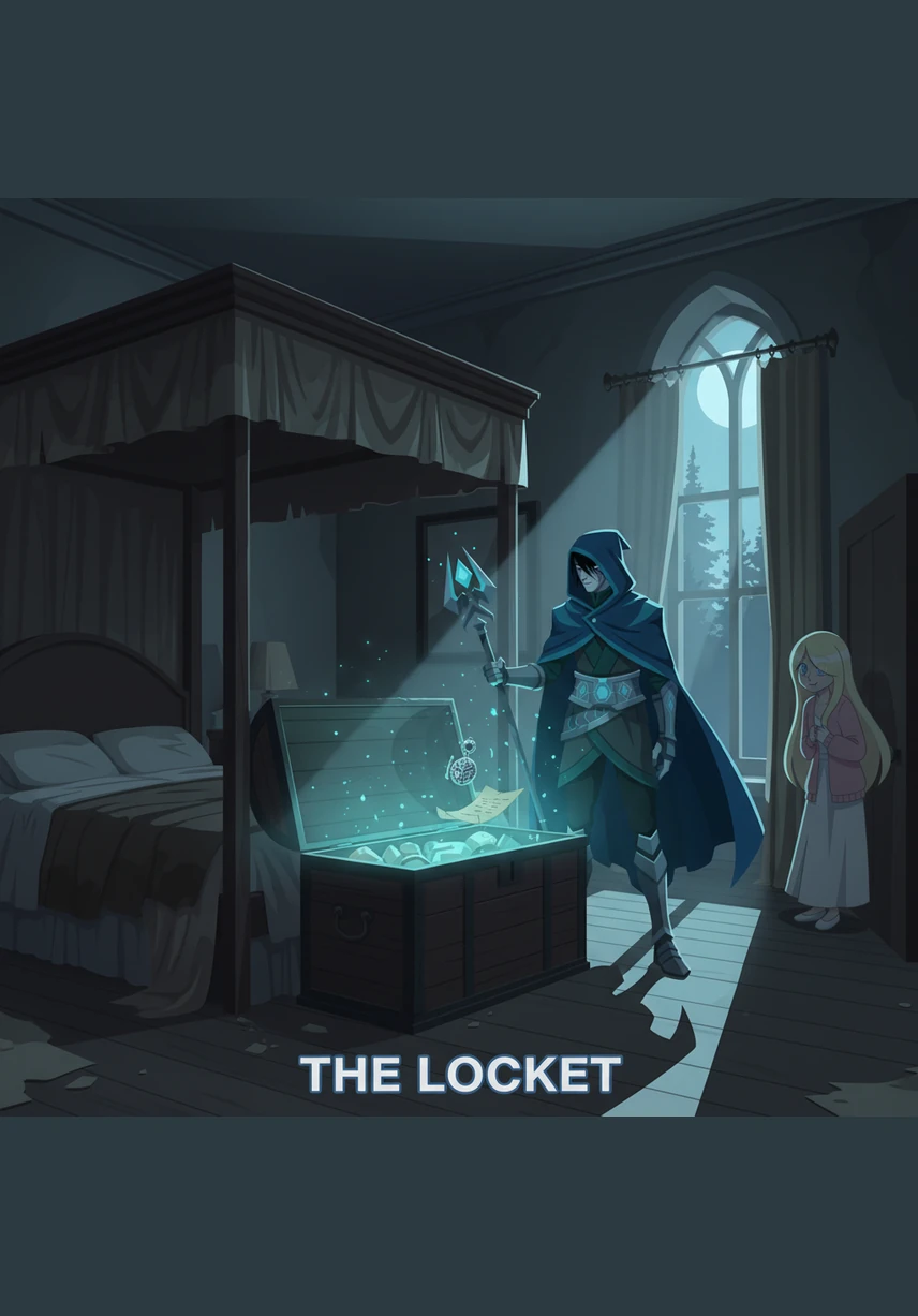 In one of the forgotten upstairs bedrooms, Rowan discovers an ornate silver music box that begins to play a haunting, slow melody the moment she touches it. The tinkling notes echo through the empty house, sounding far too loud in the oppressive, heavy silence of the manor.