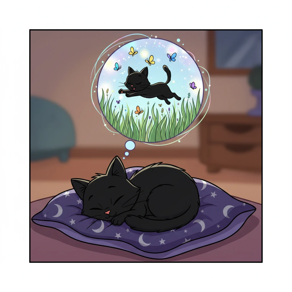Finally, Zoom curled up on her favorite soft blanket, purring contentedly. Her eyes slowly closed, and she drifted off to sleep. In her dreams, she was still running, chasing butterflies, and exploring new paths.