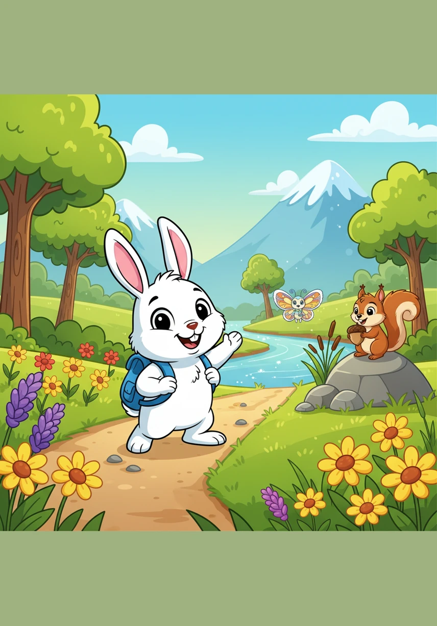 Barnaby follows a winding path to a sparkling stream that flows through the heart of the valley. The water looks like flowing silver ribbons, and smooth, round pebbles line the shore like blank canvas stones waiting to be painted.