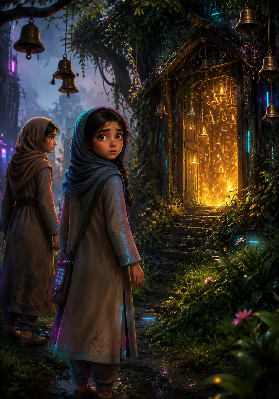 While working in the lush green fields, Layla hears the voice again and follows it to a hidden, mysterious hut. A strange golden light glows from within and the air is filled with the enchanting sound of ringing bells.