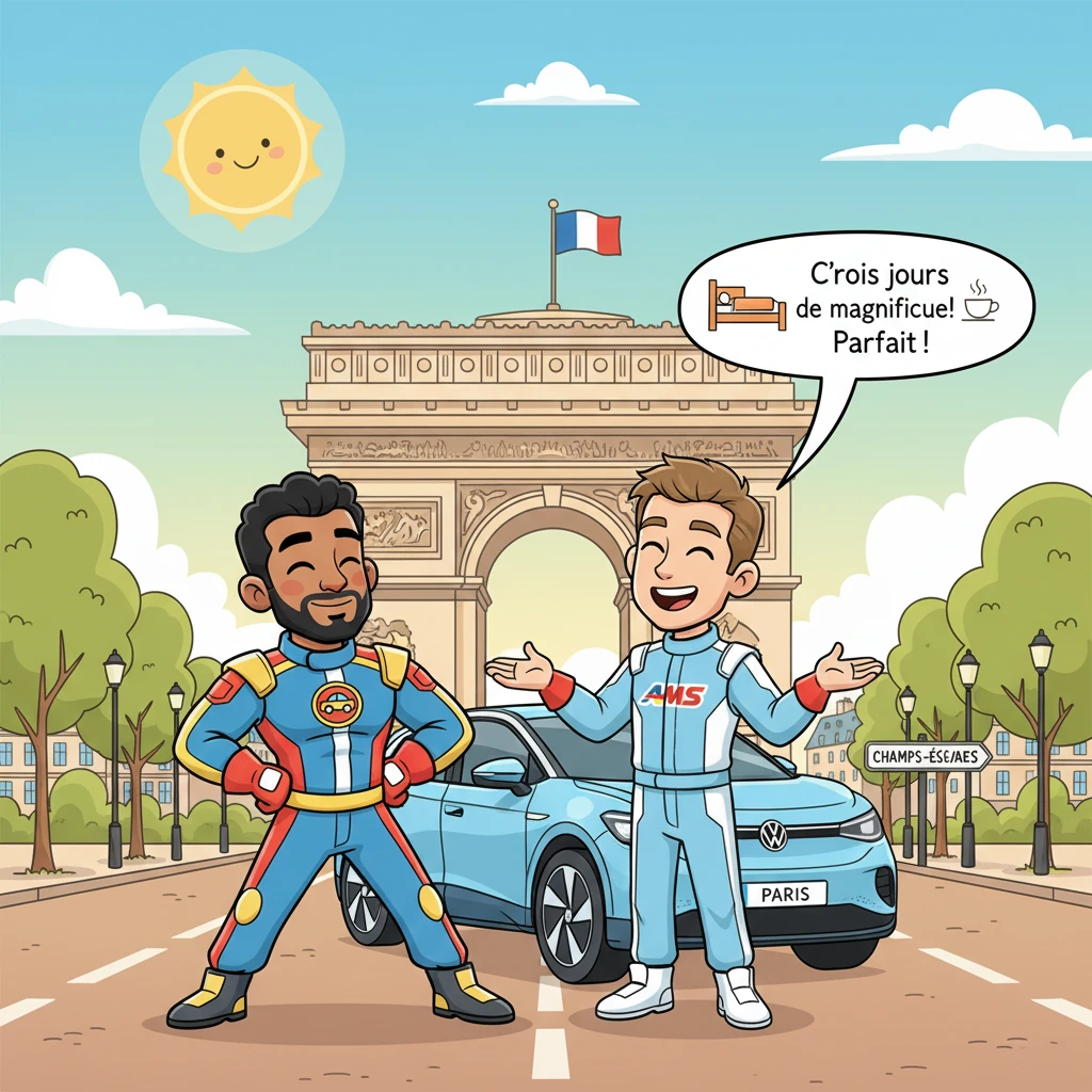 Finally, the iconic Champs-Élysées in Paris offered a much-needed three-day break. Ruben stretched his legs, admiring the majestic Arc de Triomphe, hi