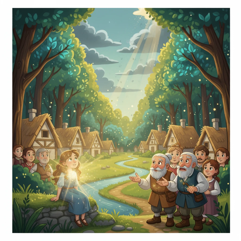 As the storm passed, a soft, warm light began to emanate from Elara. The villagers, witnessing her unwavering spirit, began to see the error of their ways. They realized that the guiding light was within themselves, a reflection of their true character.