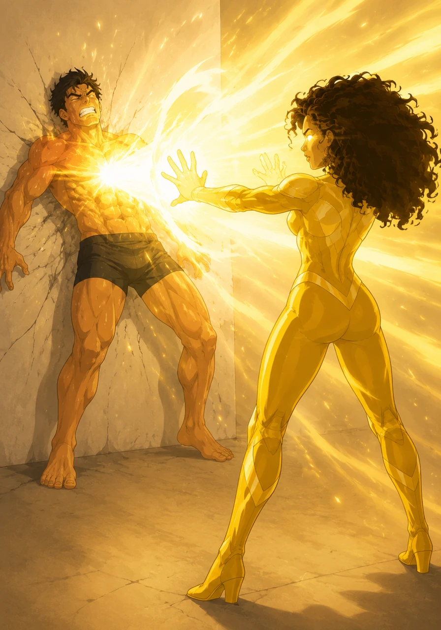Leo winced as the first wave of pure starlight erupted from her hands, filling his vision with a searing brilliance. The intense light washed over him, pinning him to the wall with the sheer force of its cosmic energy.