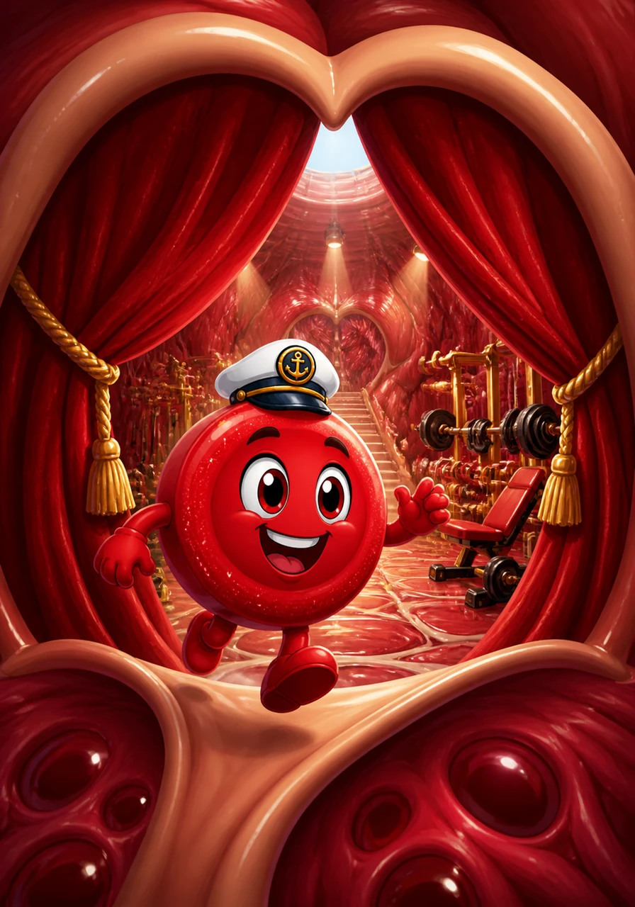 He passes through the Mitral Valve, which looks like a sophisticated two-part velvet curtain. He enters the Left Ventricle, the most muscular and impressive gym in the entire heart.