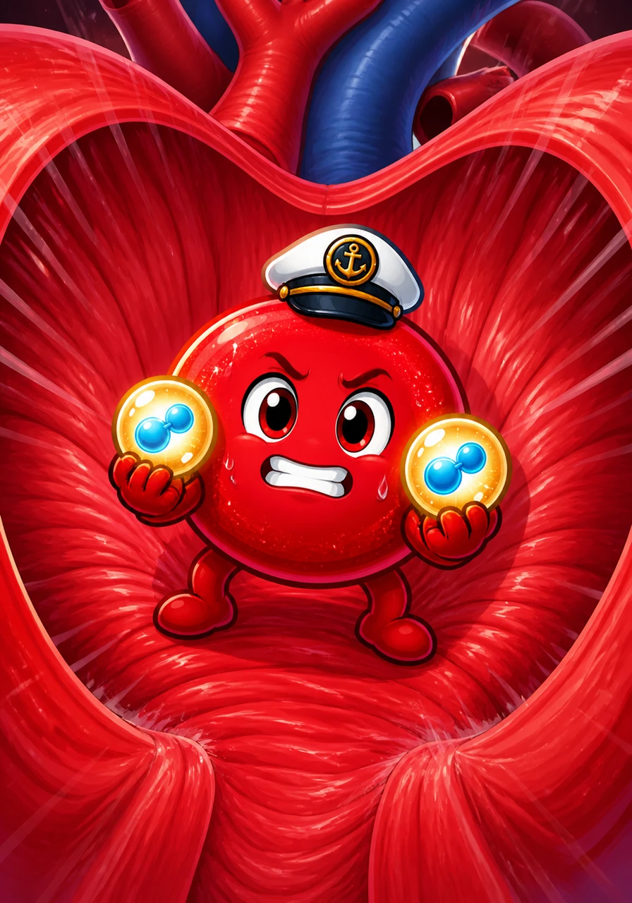 The walls of the Left Ventricle contract with immense strength, preparing to send Hemo on his longest trip yet. He grips his oxygen canisters tight, feeling the massive pressure build behind him.