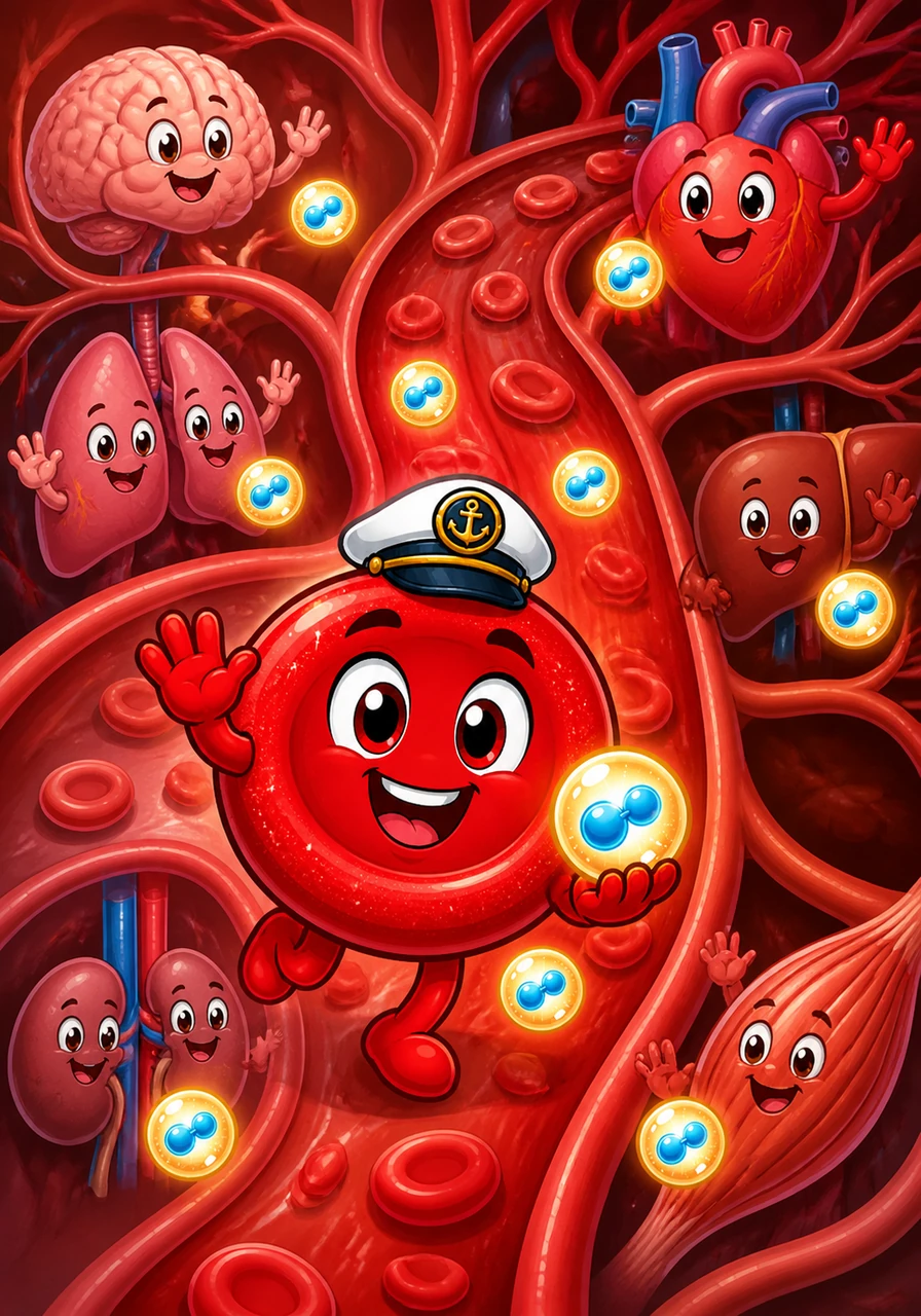 Now cruising through the systemic circulation, Hemo waves to the organs as he delivers his precious oxygen cargo. He knows that soon he will return to the heart to start the grand cycle all over again.