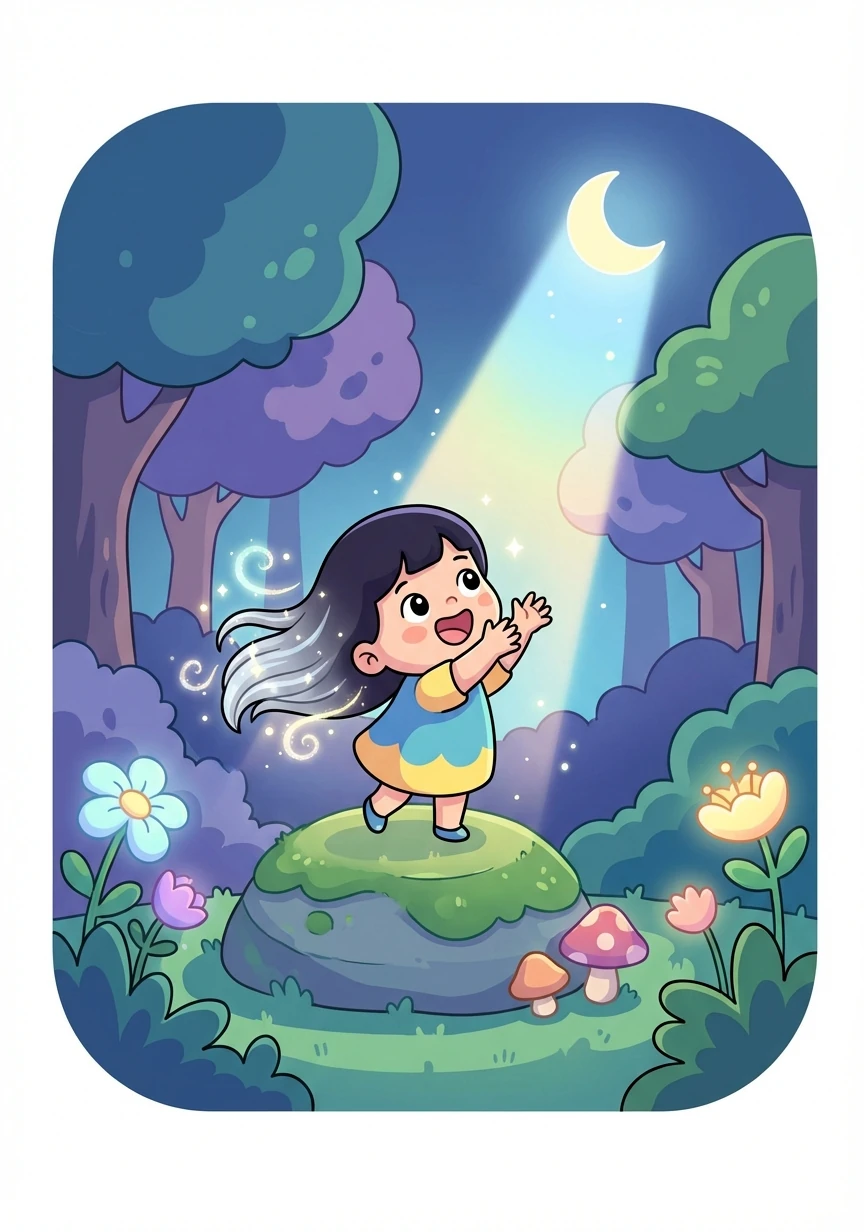 Когда лунный свет коснулся ее лица, Байлин почувствовала, как ее тело охватывает волна магии. Ее темные волосы начали серебриться, словно лунный свет.