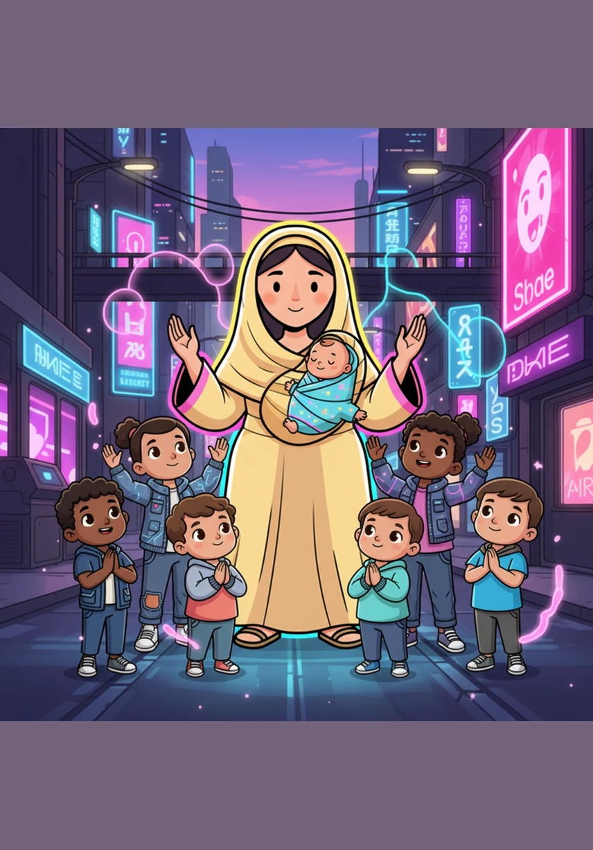 Today, children learn to be brave and kind just like Hajar was a long time ago. They raise their hands in a gentle prayer, knowing that help is always near when we try our best.