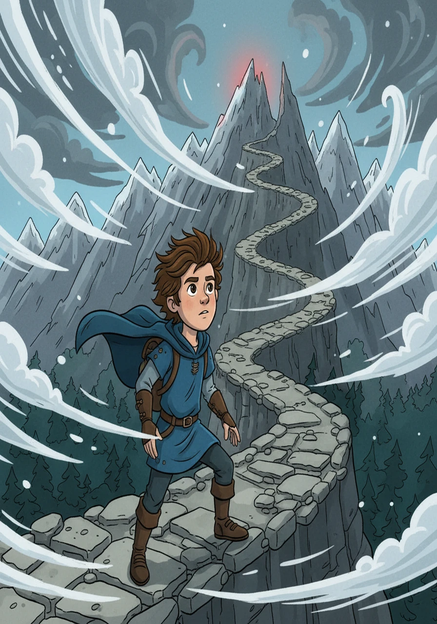 With a brave heart, Sam began his climb. The path was steep and winding, and the wind howled around him. Despite his fear, he kept going, determined to discover the truth about the dragon that lived on the mountain.