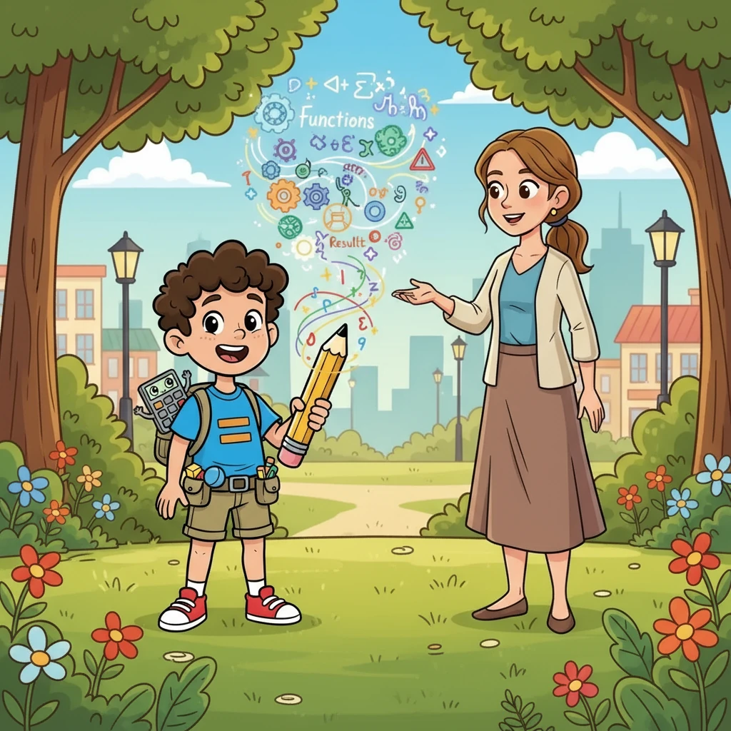 Conoció a la maestra Elara, quien le enseñaba en el parque, en las calles, ¡en la vida misma! Ella le explicó que la vida era como una función, donde cada decisión era una variable con un resultado. Juntos, se embarcaron en un viaje de descubrimiento.