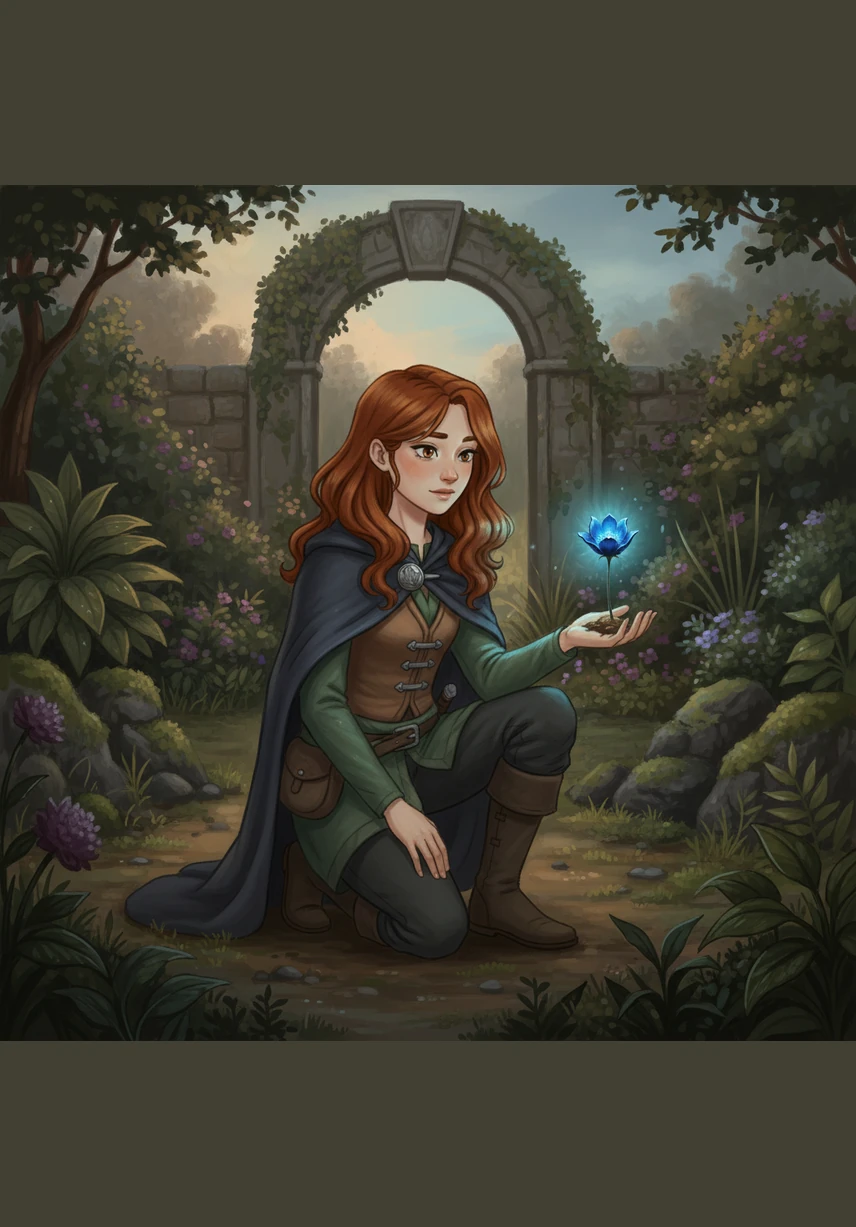 Когда Айлин снова вернулась в сад, голубой цветок засиял ещё ярче, чем раньше, и заговорил с ней. Он поблагодарил девочку за то, что она напомнила миру: доброта — это и есть самая настоящая и сильная магия.