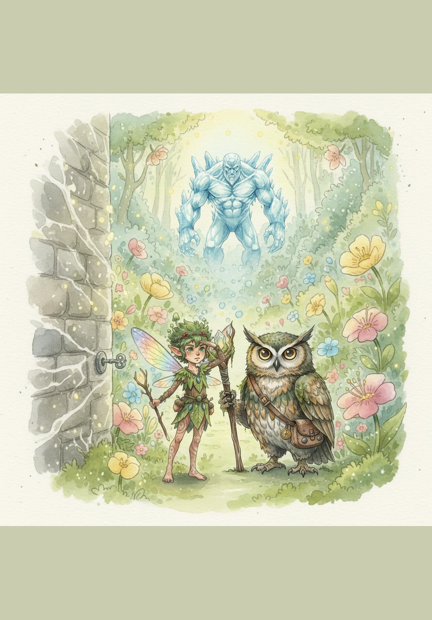 As Pip turned the key, the stone wall vanished, revealing a hidden valley filled with flowers that glowed with their own gentle light. This was the Garden of Eternal Spring, a place where the air smelled of honey and fresh rain.