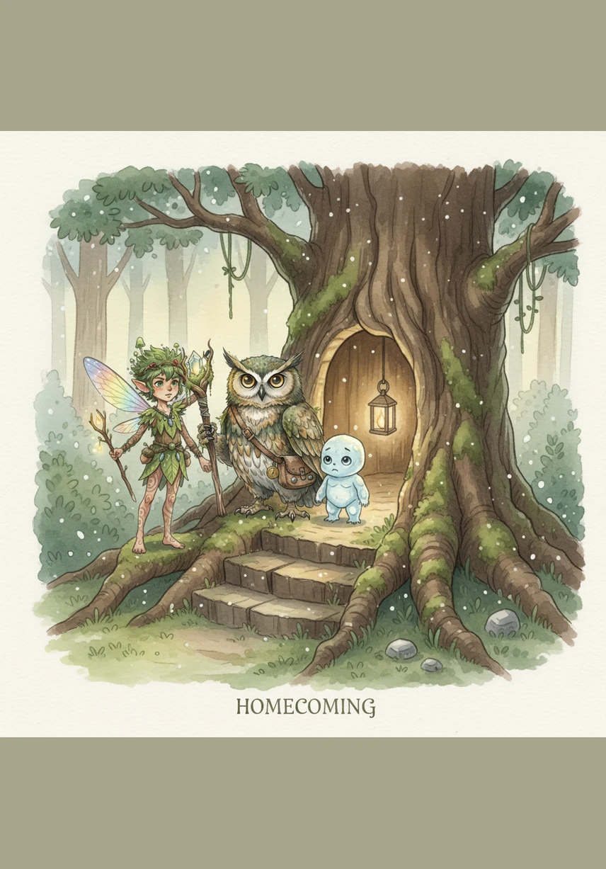 Pip returned to his hollow tree just as the crescent moon began to rise over the peaceful forest. He tucked the silver key safely under his mossy pillow, knowing that spring had finally arrived for everyone to enjoy.