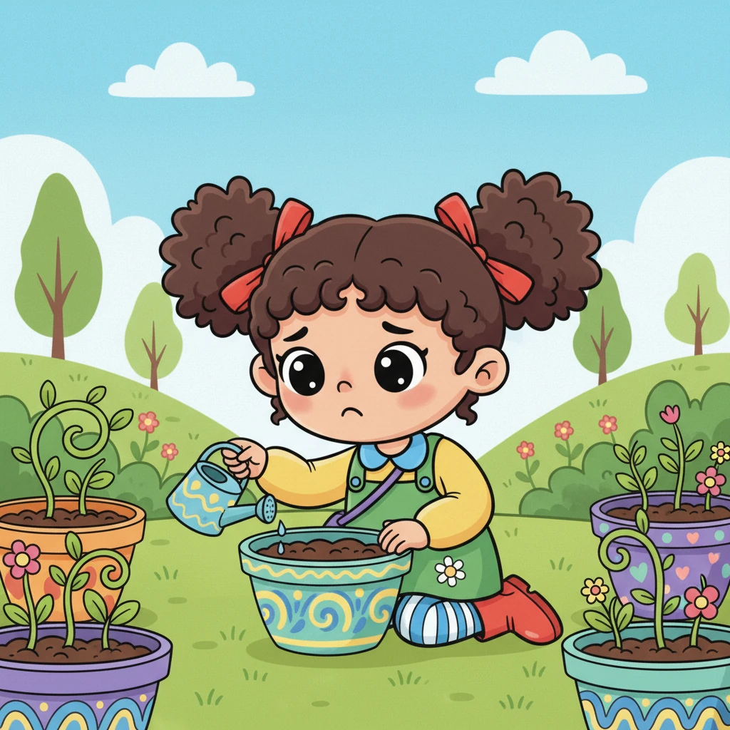 Ling carefully planted his special seed in a beautiful, hand-painted pot, watering it with hopeful care every day. Weeks melted into months, but his pot remained stubbornly empty, filled only with dark, damp soil. A tiny frown creased Ling’s usually cheerful face as he watched his friends’ pots sprout with vibrant green shoots and budding leaves.