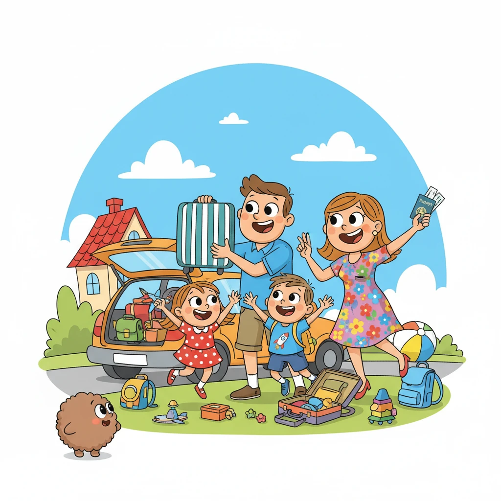 Однажды Пых наблюдал, как семья собиралась в поездку. Папа и мама радостно складывали вещи, а дети смеялись и предвкушали что-то интересное. Их лица светились от волнения и предвкушения.