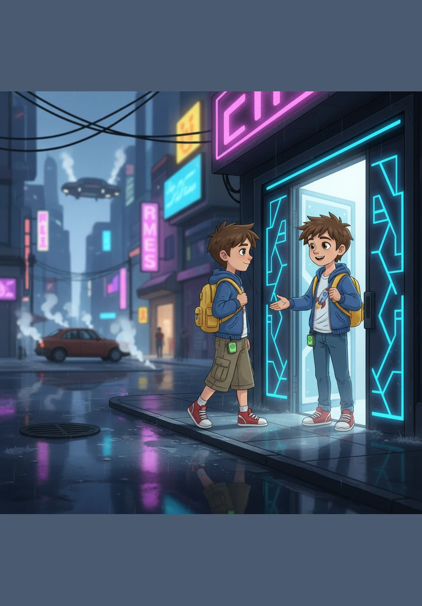 عند باب البيت، وجد سامي صديقه العزيز أحمد ينتظره بابتسامة عريضة. سار الصديقان معاً في الطريق المؤدي إلى المدرسة، يتبادلان الأحاديث الممتعة والضحكات التي ملأت الشارع بهجة وسروراً.