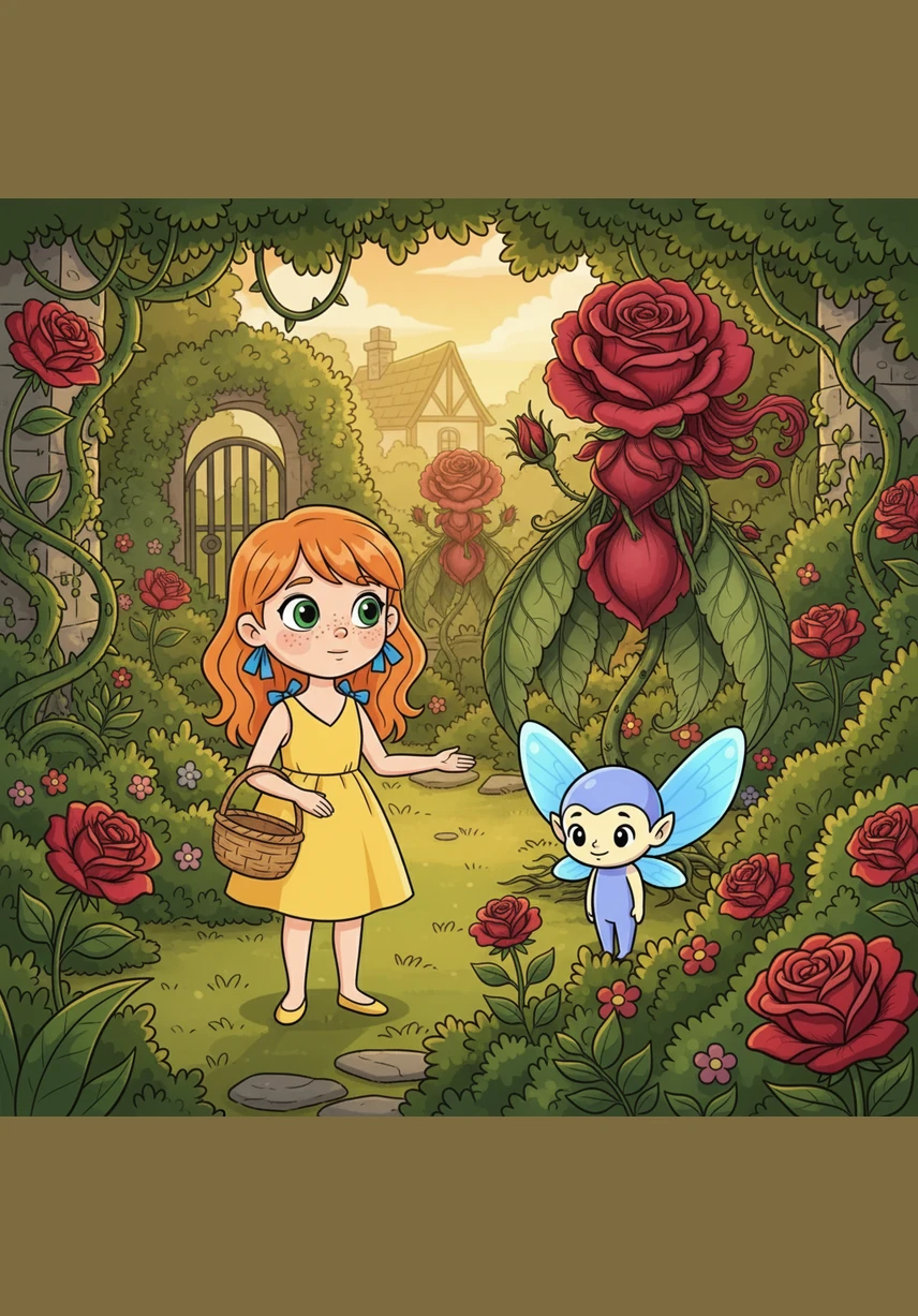 Lily wandered through her grandmother’s overgrown garden, where the sunlight filtered through the leaves like liquid gold. Hidden beneath a canopy of ivy, she spotted a single, vibrant red rose that seemed to pulse with its own soft light.