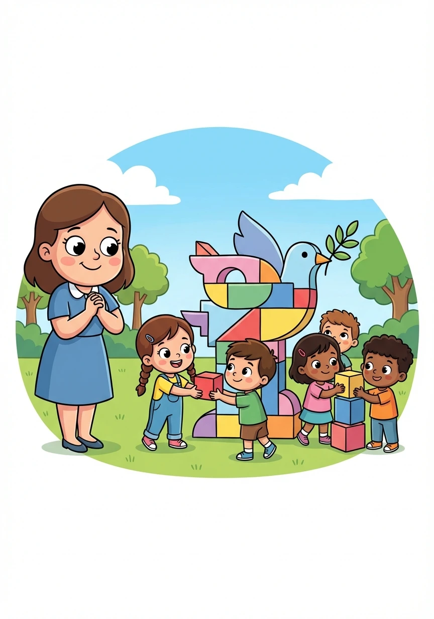 La maestra, observando la escena, sonrió con orgullo. Vio cómo Sofía y sus amigos estaban aprendiendo a construir la paz, un pequeño paso a la vez.