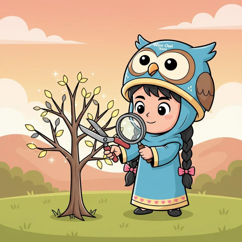 تدرب قلبون كثيرًا باستخدام قبعة "فريق البوم الحكيم". كانت نورا تساعده على التعلم من أخطائه، وتجعله يركز على أهم اللمعات فقط. كانت هذه العملية تشبه تقليم الأغصان الزائدة في الشجرة لتنمو أقوى وأكثر حكمة. كل يوم، أصبح قلبون أذكى وأكثر دقة.