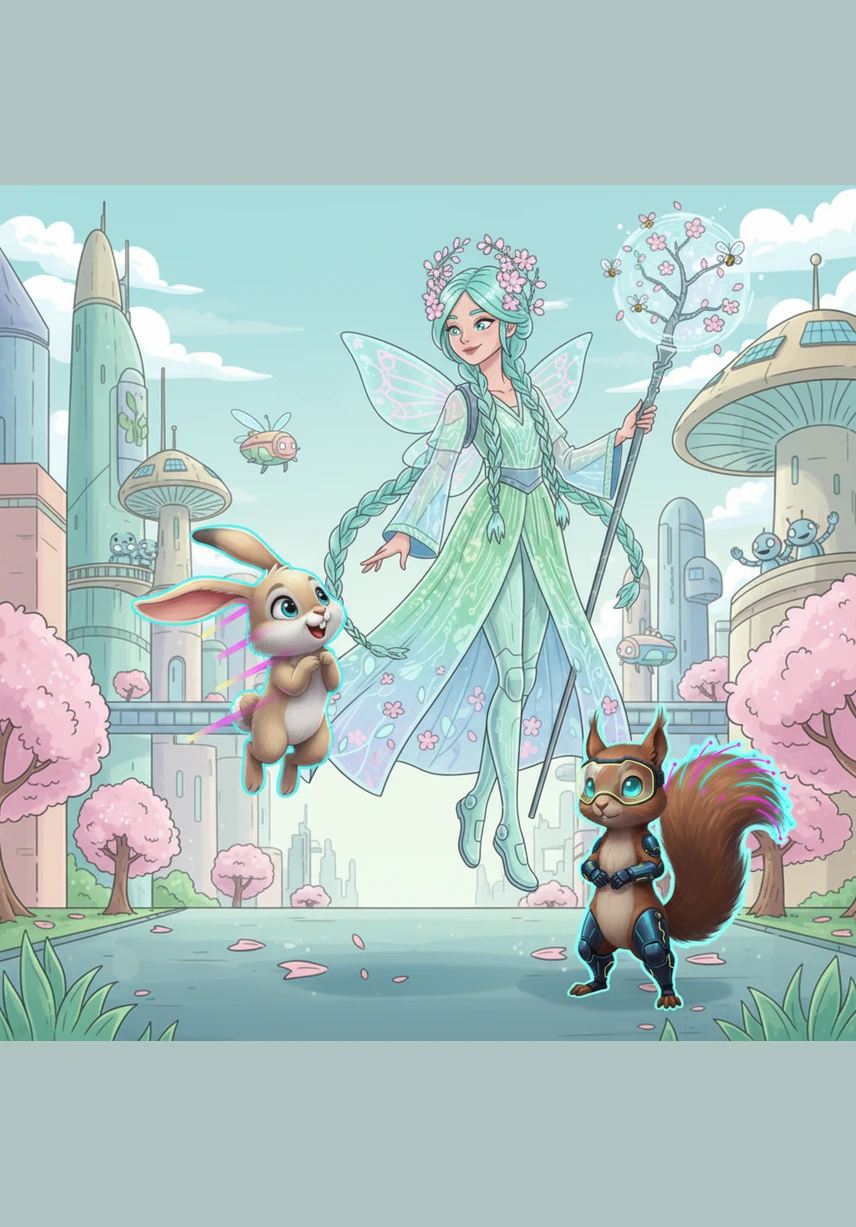 Filip the rabbit hopped high into the air, asking Lady Spring if she would stay with them for a long time. She smiled and said she had much to do, like waking the sleeping trees and teaching the wind to smell like flowers.