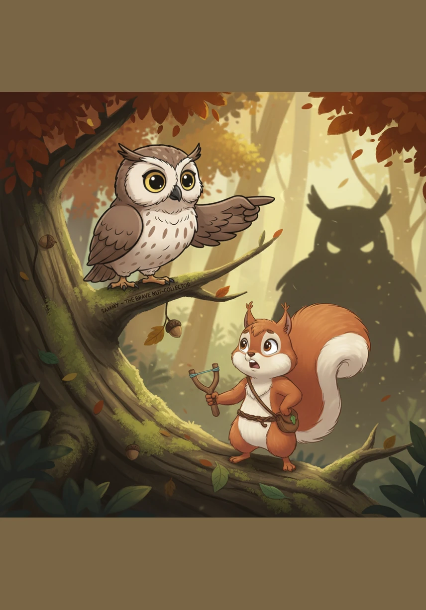 Perched on a high branch, a wise old owl named Oliver watched Sammy with curious, golden eyes. Oliver pointed his wing toward the Misty Mountains, whispering that the treasure was hidden where the light touches the stone at sunset.