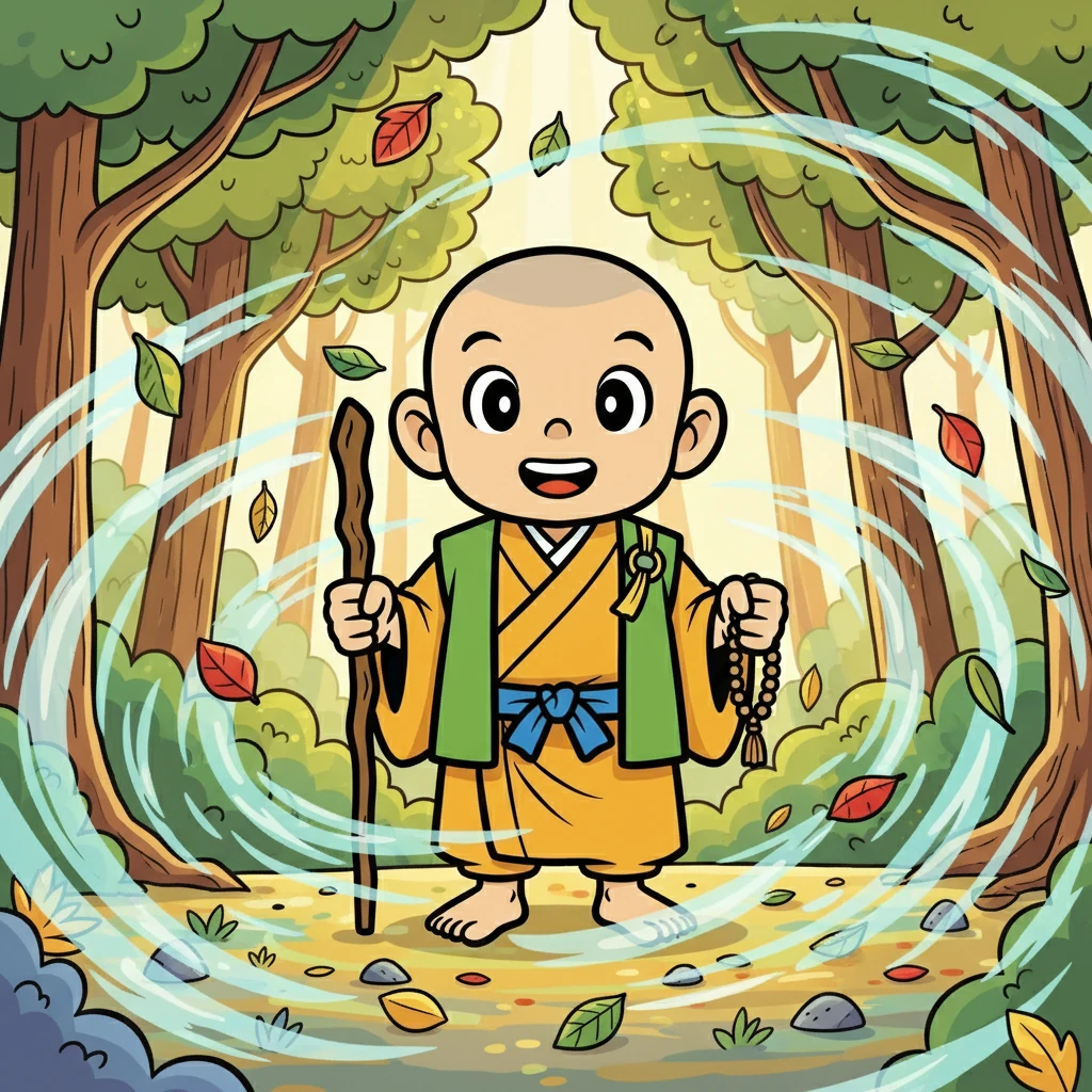 風の力は強くなり、森全体を包み込みました。一休は、風の精霊と喜びを分かち合いました。
