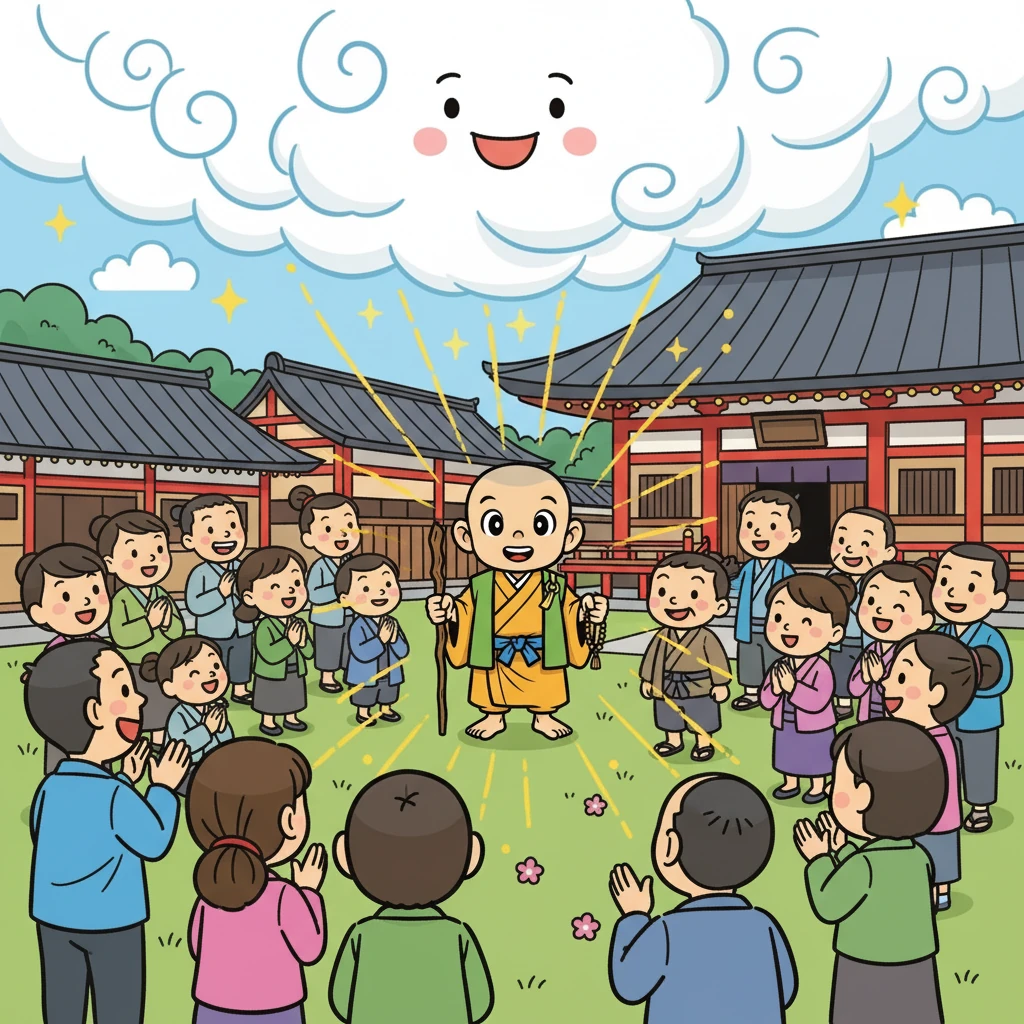 一休は、お寺に帰り、人々に風の秘密を話しました。一休の物語は、人々の心に希望と勇気を与え続けました。
